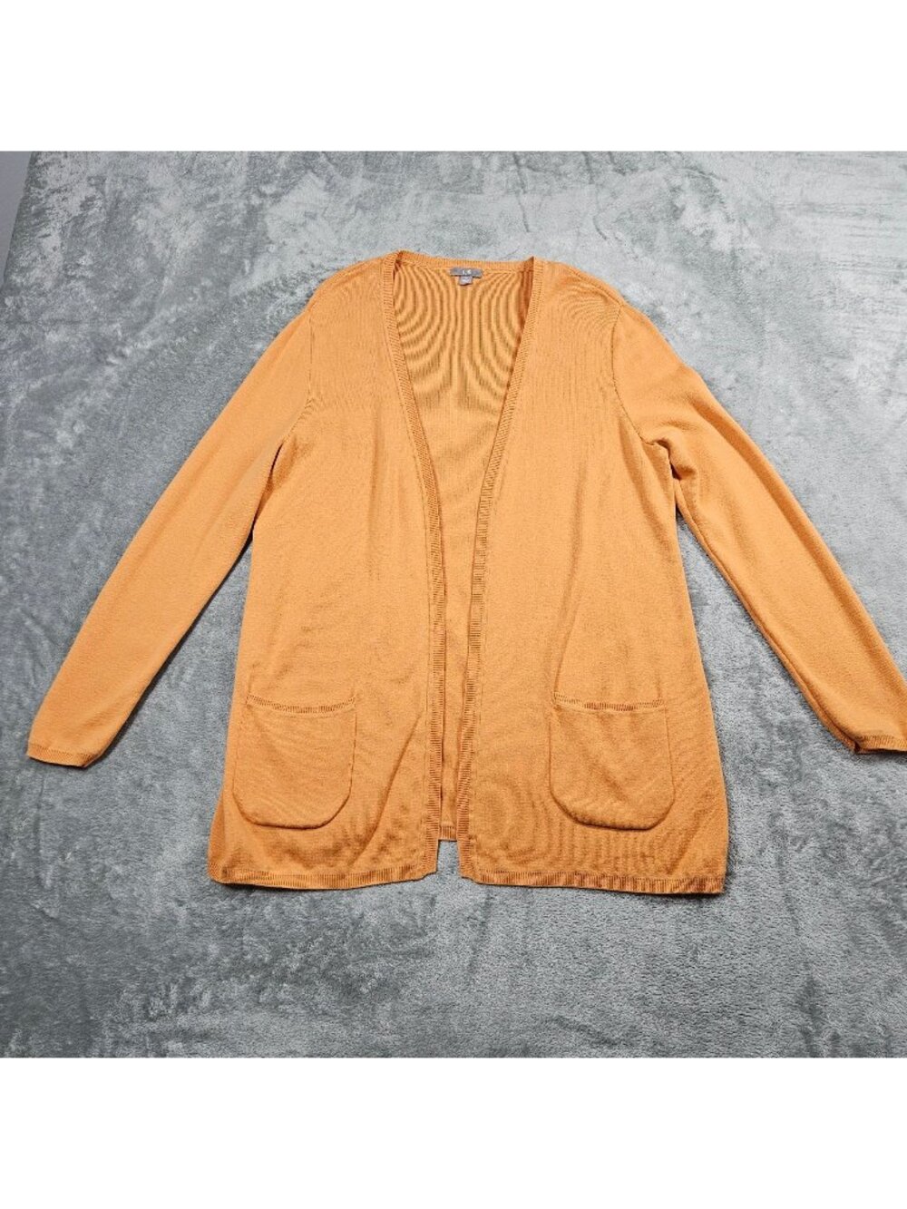 J Jill Cardigan Womens Medium Orange Open Front Lightweight Preppy